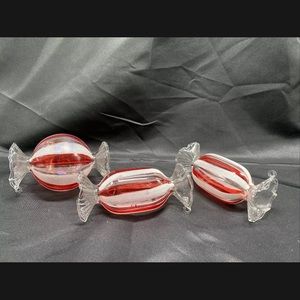 COPY - Hand Blown Hand Painted Glass Peppermint Candies Ornaments